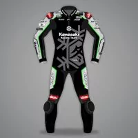 Jonathan Rea Leather Suit Motorcycle Kawasaki Jerez Test 2022 front view