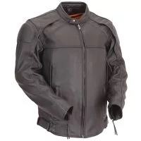 black biker style cowhide leather jacket men main front view
