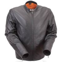 Genuine Leather Motorcycle Jacket front view