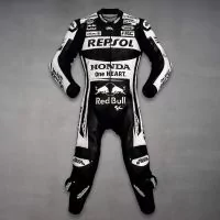 Marc Marquez Motorcycle Road Racing Leathers Winter Test 2022 front view