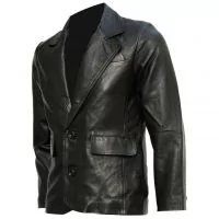 Mission Impossible Tom Cruise Black Leather Blazer front view