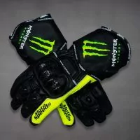 Monster Motorbike Leather Race Gloves