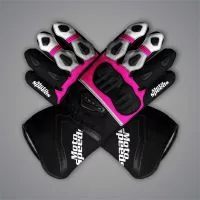 Pink and Black Motorcycle Gloves