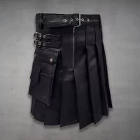 pleated leather kilt