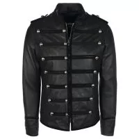 Prince Military Biker Leather Jacket front view