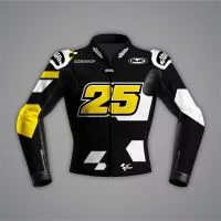 Raul Fernandez Black Leather Riding Jacket Aprilia WT 2022 front view