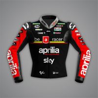 Giacca da biker rossa e nera