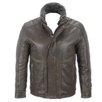 leather jacket with shearling collar