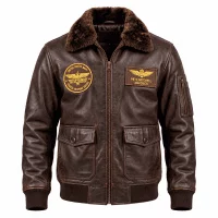 Top Gun Classic Aviator Leather Jacket front view