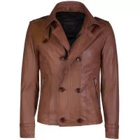 Unique Brown Leather Jacket front view