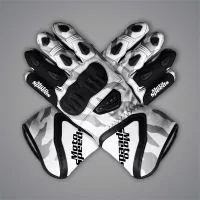 Weiße Moto-Handschuhe