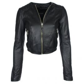 【INCHANT ME】Modern collarless short leather jacket collarless-short-fashion-