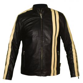 Discover the Vertical Stripe Leather Jacket - Shop Now!