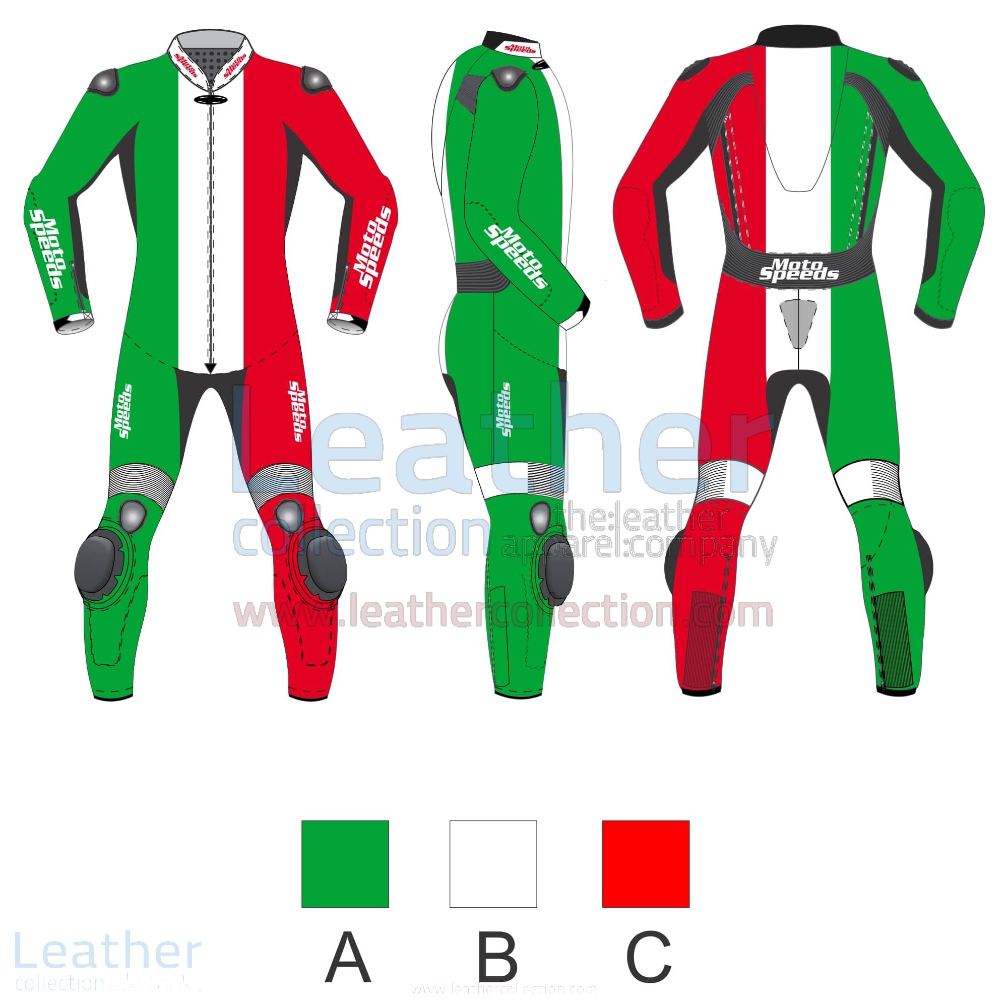 Italy Flag Moto Leather Race Suit for Men & Women