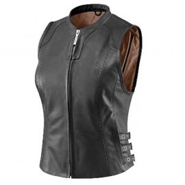 Gilet Décontracté En Cuir Crème & Blanc VINCE - Taille S - Style Moto - Occasion Très Bon état