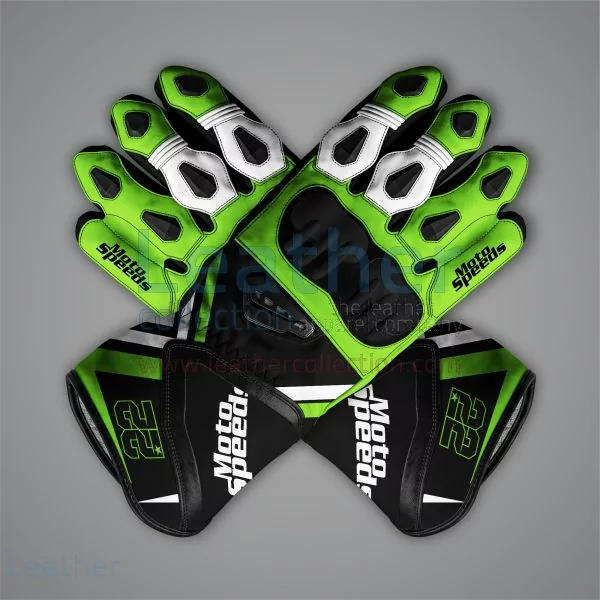 Alex Lowes Black and Green Motorcycle Gloves 2024