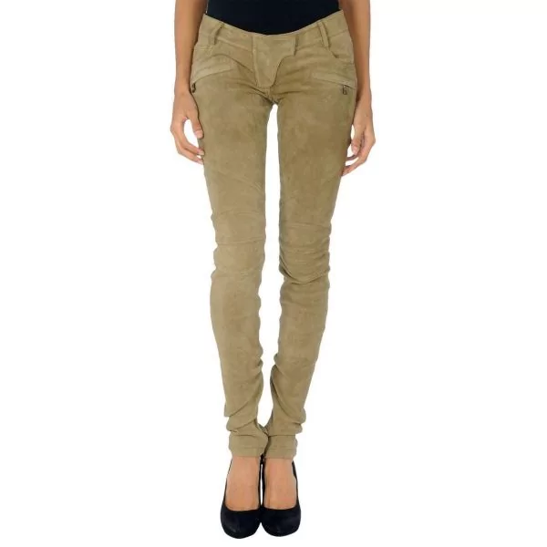 beige suede pants