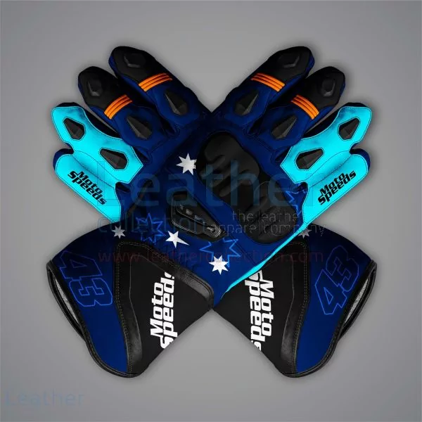 Blue Biker Gloves