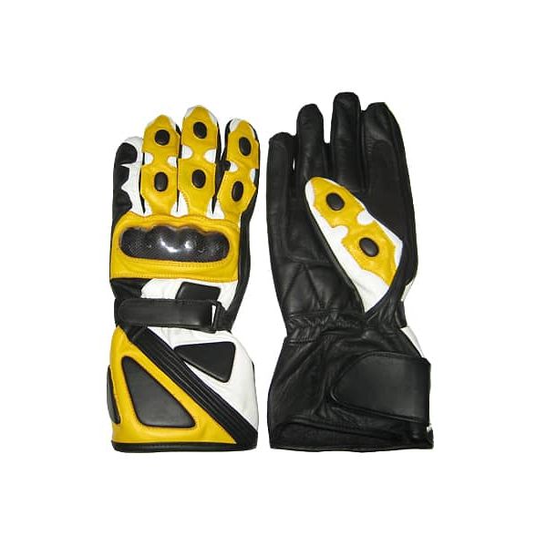 Bravo Yellow Leather Biker Gloves