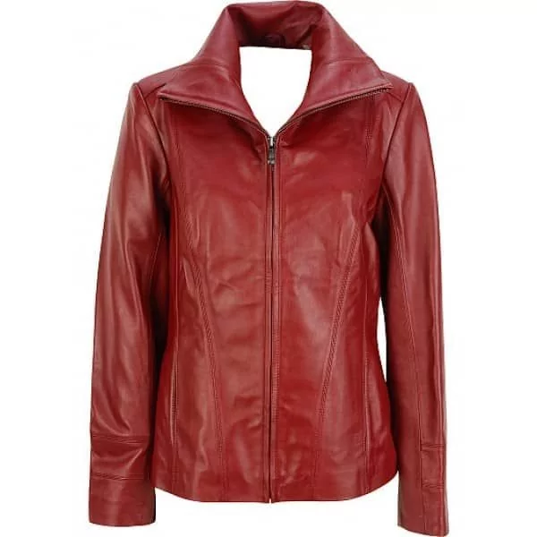 dark red leather jacket – Women's biker jacket | Shop