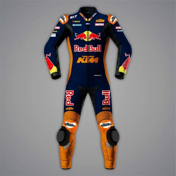 Combinaison MotoGP Enea Bastianini 2026 bleue et orange, vue de face