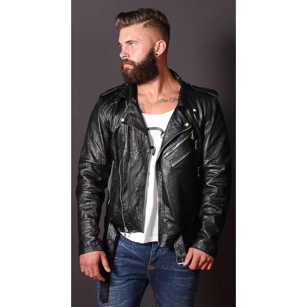 Wrinkle leather jacket for men - Leather biker jacket | Shop