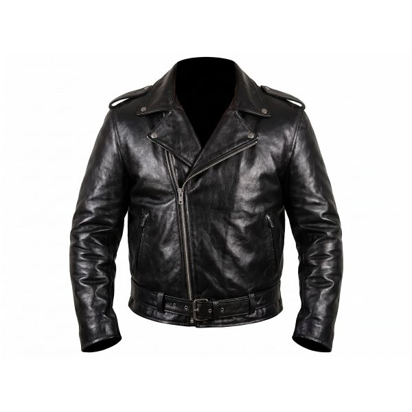 Biker Boyz Black Motorcycle Leather Jacket front view