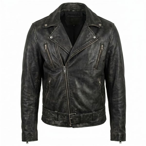 Ghost Rider Black Biker Leather Jacket front view