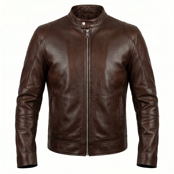 Iron Man Tony Stark Brown Leather Jacket front view