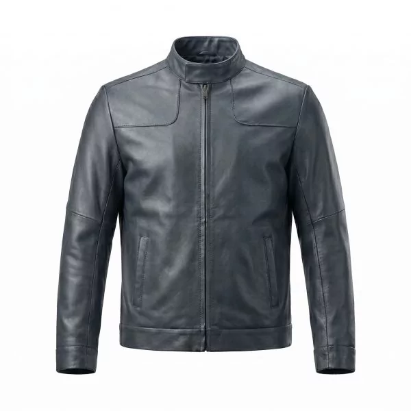 Mission Impossible Ethan Hunt Gray Leather Jacket front view