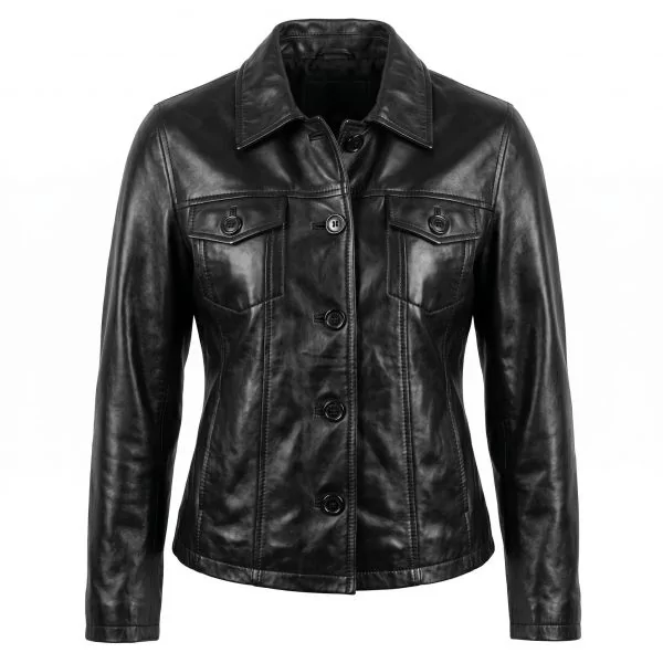 Buffy Black Leather Jacket front view