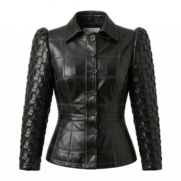 Cruella Black Leather Jacket front view