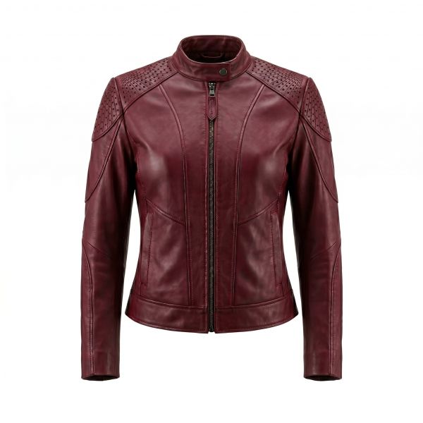 Elektra Red Leather Jacket front view