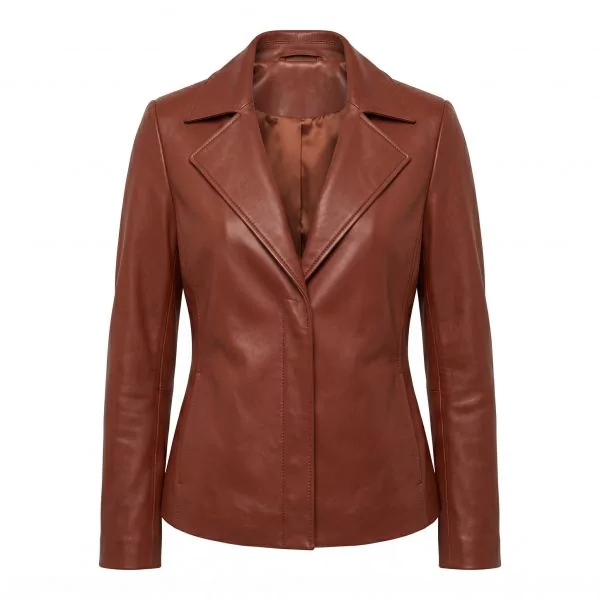 Supergirl Brown Leather Jacket front view