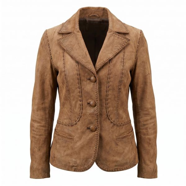 The Mummy Evelyn Brown Leather Jacket front view