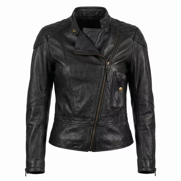 Wanted Angelina Jolie Fox leather biker jacket for women, front view