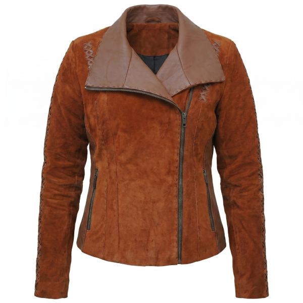 Wonder Woman Diana Brown Leather Jacket front view