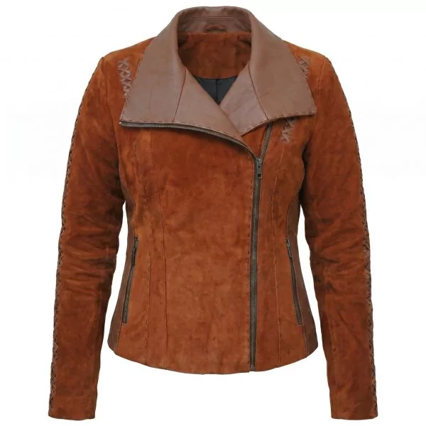 Wonder Woman Diana Brown Leather Jacket front view