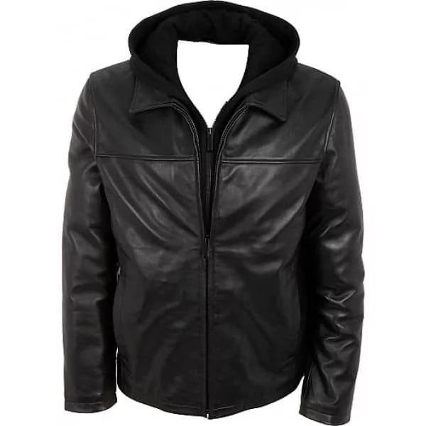 men's casual leather jacket with hood - hooded jacket | Shop