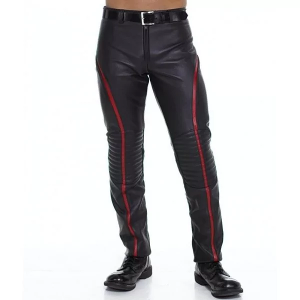 leather stripe pants