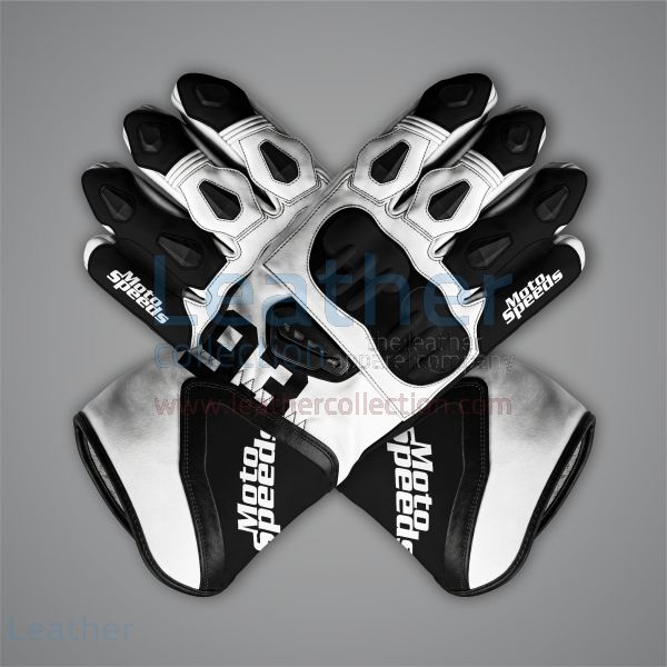 Black and White Motorcycle Gloves Marc Marquez British GP 24