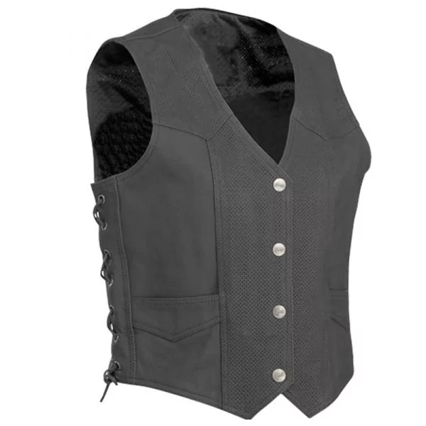 Perforated Motorcycle Summer Leather Vest