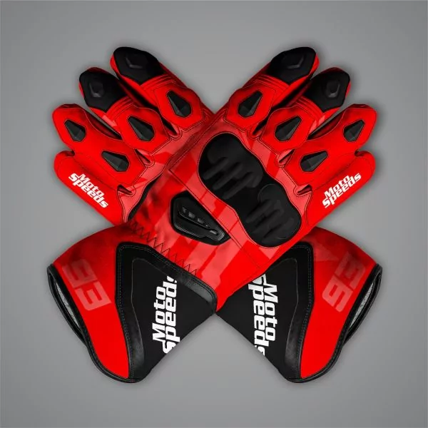 Red Motorcycle Gloves Marc Marquez Winter Test 2024