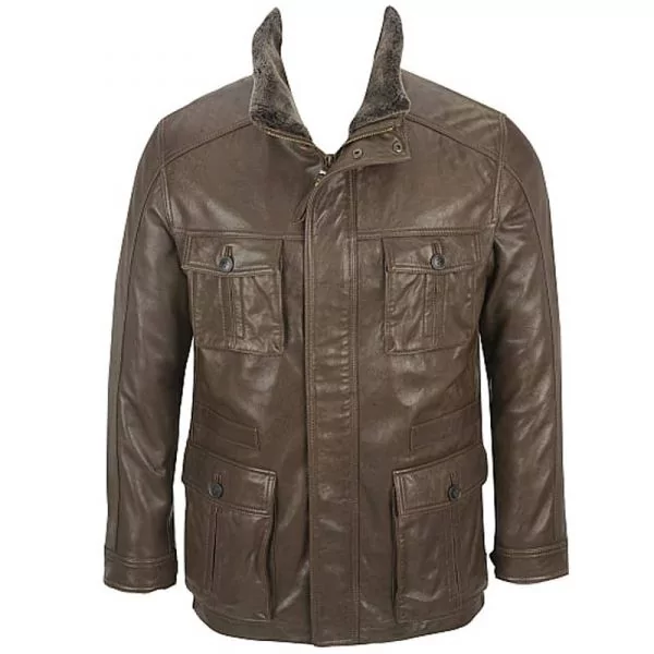 Veste en cuir à 4 poches