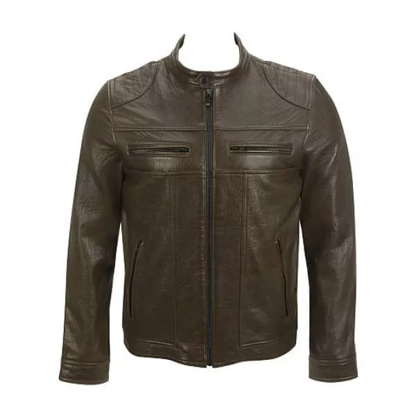men's brown biker leather jacket - biker jacket | Shop