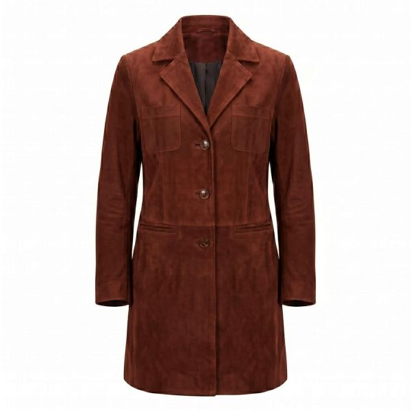 The Mummy Inspired Women’s Brown Leather Coat front view