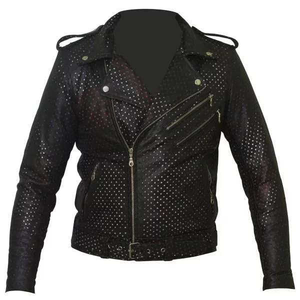 Union Jack perforated leather jacket - Men's biker | Shop