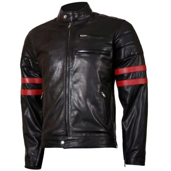 Wolverine Leather Jacket X-Men Black Red Stripes