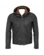 leather jacket with hood