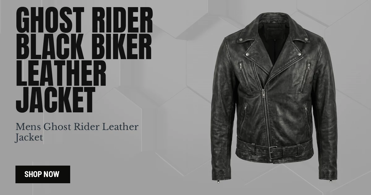 Ghost Rider Black Biker Style Leather Jacket Men - Race Fit